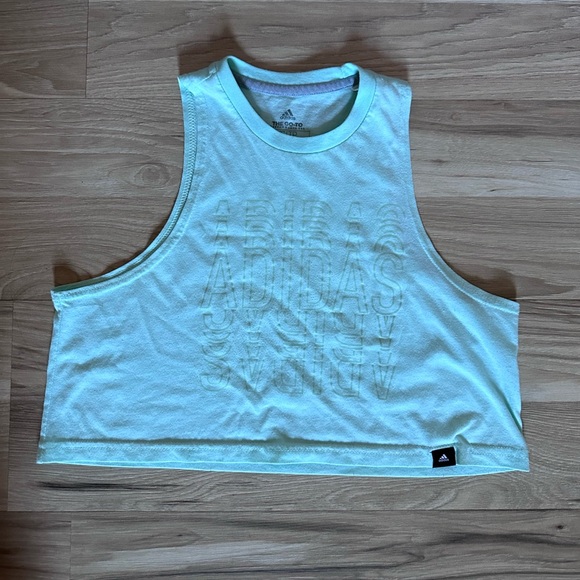 Adidas Mint Green Cropped Tank Top - Picture 1 of 3